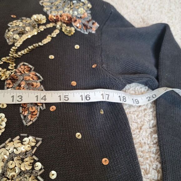 Vintage Celina Yang Beaded Sweater Floral Knit Sequin Pullover Size Small S - Picture 4 of 5